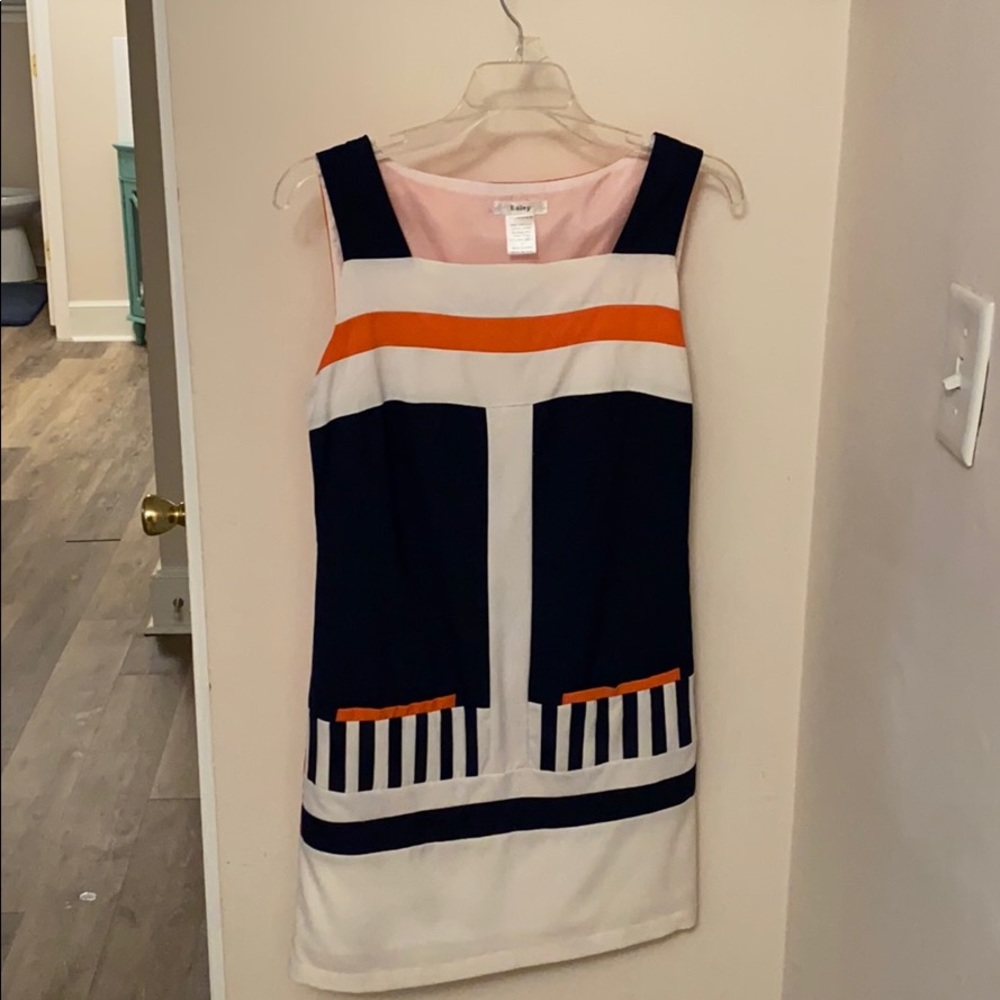 70s navy and coral block mini dress